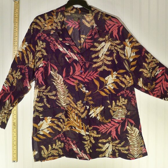 Designs & Co Lane Bryant, Floral Button Up Shirt, 18/20 - Picture 2 of 6